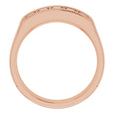 14K Rose 3/4 CTW Natural Diamond Milgrain Band